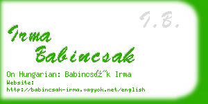irma babincsak business card